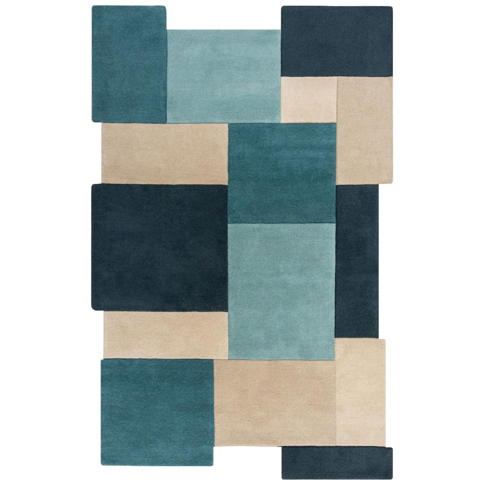 Wollteppich geometrisch Türkis 120 x 180 cm - HALLEIN Kadima Design