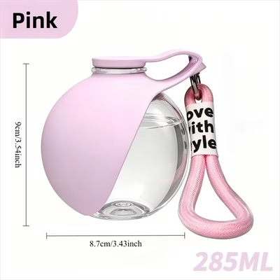 Market Central Portable Dog Water Bottle With Leak Proof Bowl And Food Container pink
