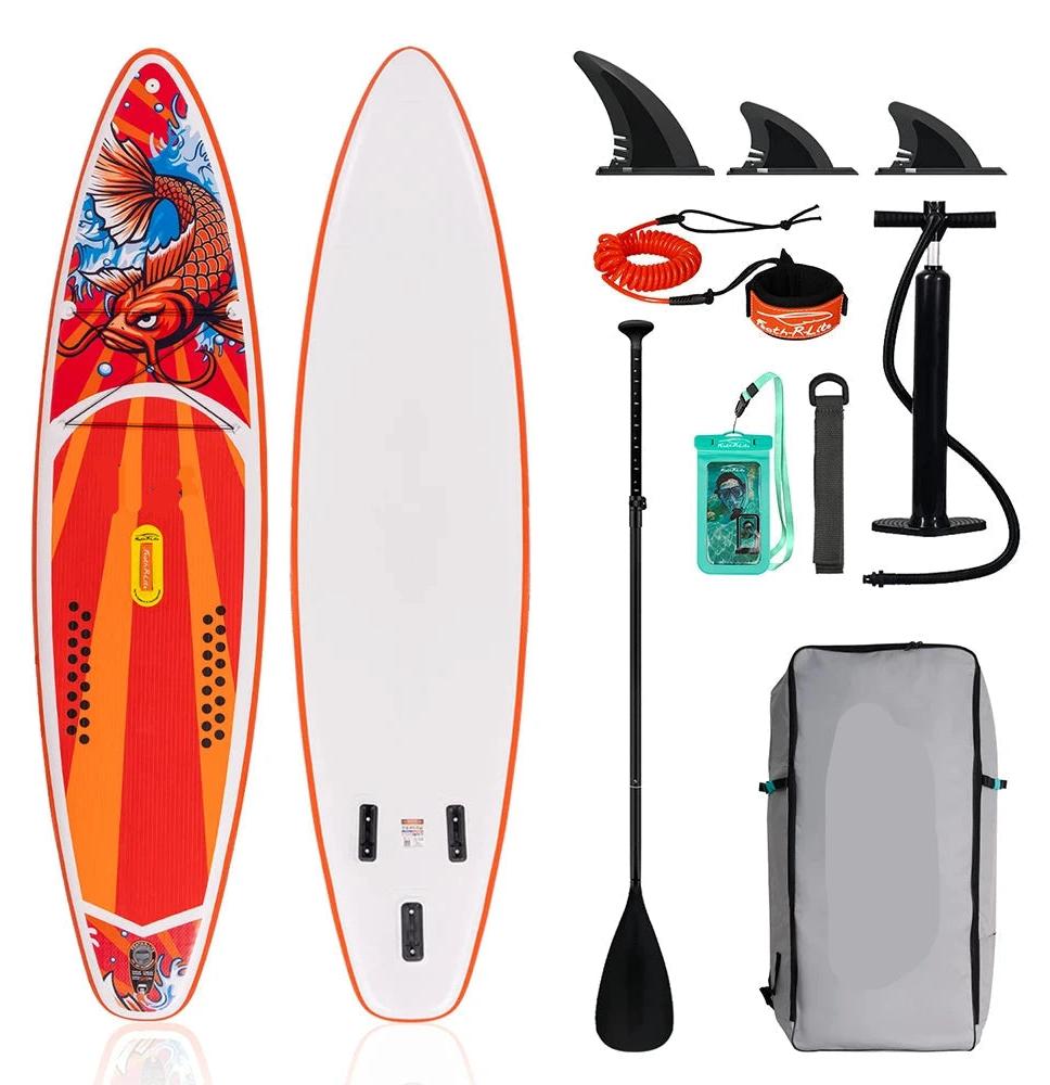 SUP-Board - Aufblasbares Stand-Up-Paddle-Board - 350x84x15 cm - Max. 165 kg - Inklusive Sattel und Zubehör - Orange