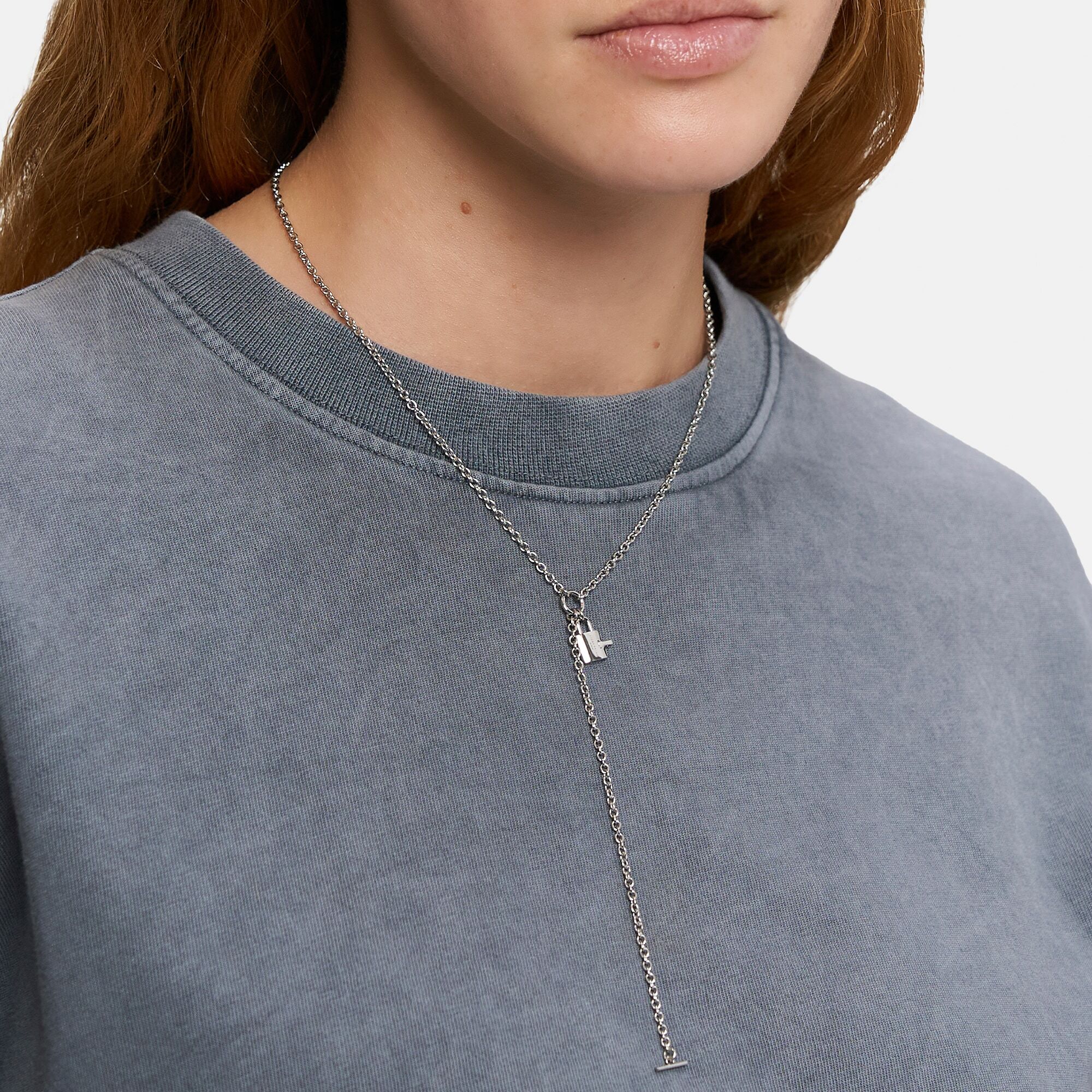 Y-Kette LIEBESKIND BERLIN "Schmuck Geschenk Edelstahl Halskette The Love Bond", silber (silberfarben), Halsketten, Edelstahl, L: 43 B: 2mm, Y-Kette, B:2mm