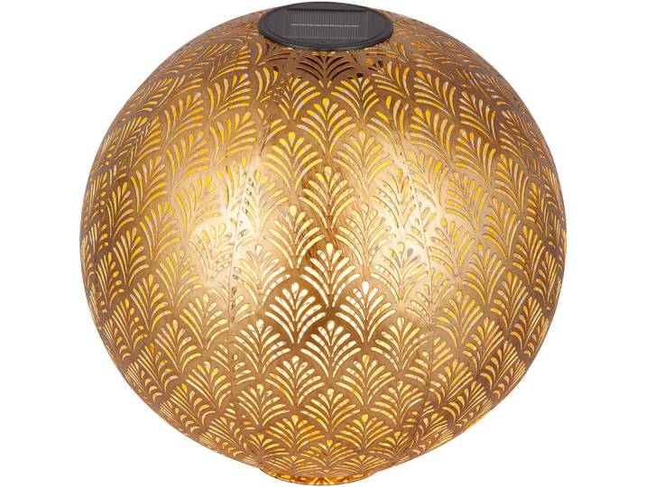 Ambia Garden Solarleuchte, Goldfarben, Metall, Kunststoff, 300 mm, rund, RoHS, CE, mit Schalter, Ladeanzeige, aufladbar über Usb, Lampen & Leuchten, Außenbeleuchtung, Solarleuchten