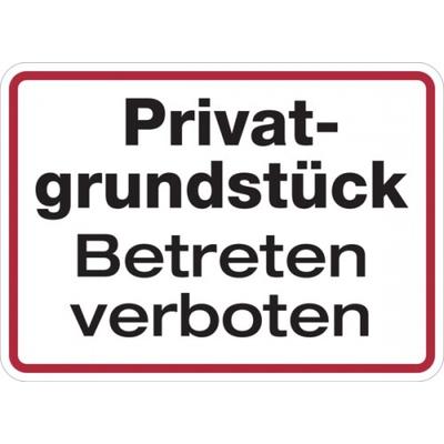 Hinweisschild, Privatgrundstück Betreten verboten, 180x250mm, Alu geprägt - 250x180x0.45 mm Aluminium geprägt