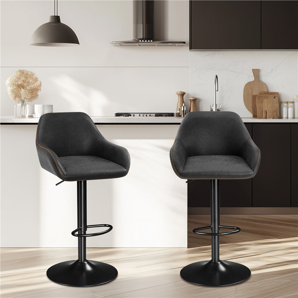 Yaheetech Rotatable and Height-adjustable Bar Stool Black 53.5cm W X 49.5cm D