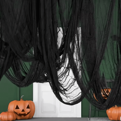 Inspire Curations Black Creepy Gauze Halloween Decoration Cloth Haunted House Party Drapes black 183cmx76cm