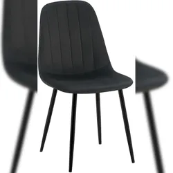 Décoshop26 - Esszimmerstuhl x1 modernes Design vertikale Ziernähte schwarzer Samtbezug und schwarze Metallbeine 10_0001987 10_0001987