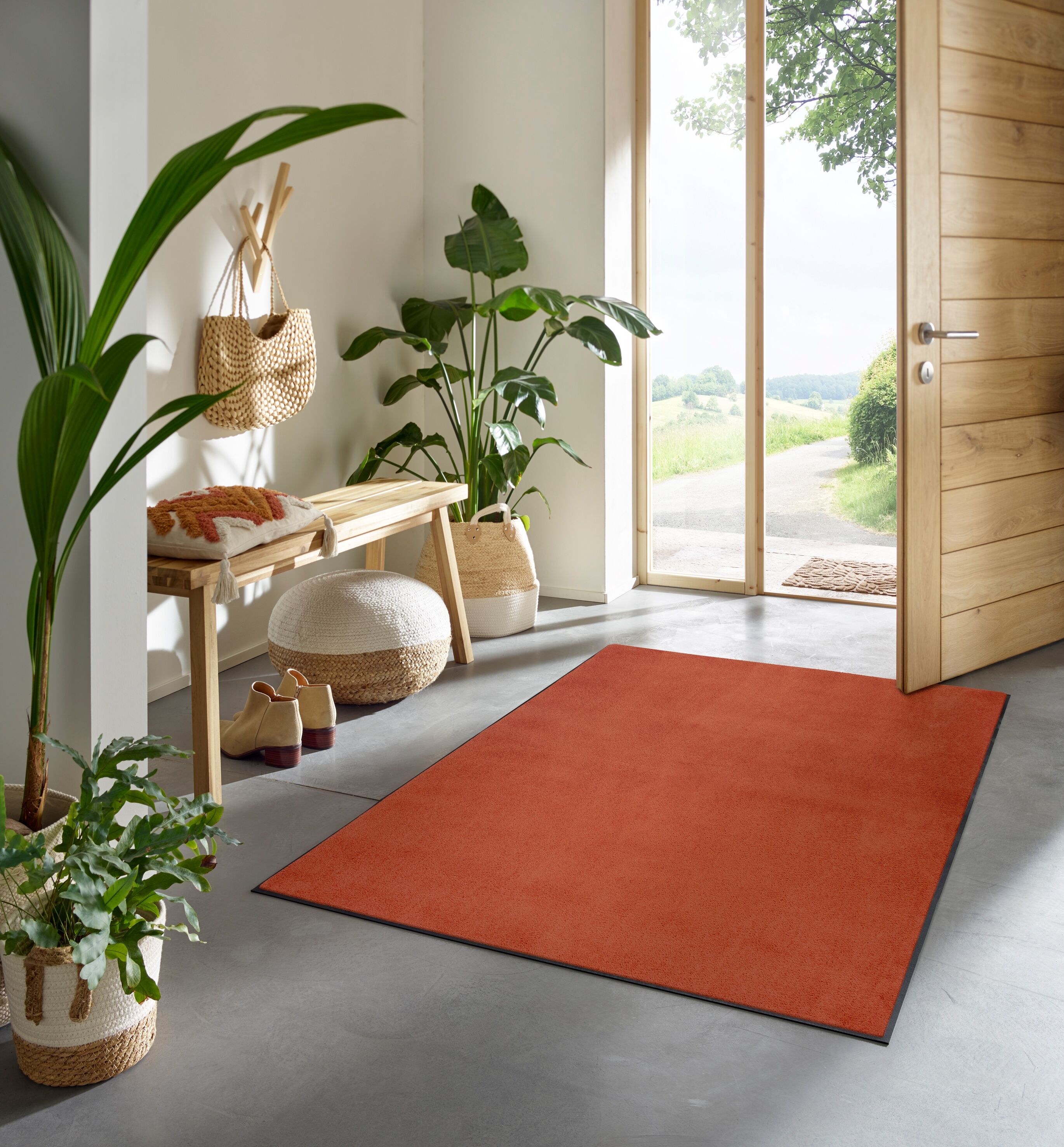 Läufer, orange (rot), B:120cm H:9mm L:180cm, Gummi, WASH+DRY BY KLEEN-TEX, Teppiche, Läufer rot B : 120cm 1 Stk., 9mm, L: 180cm