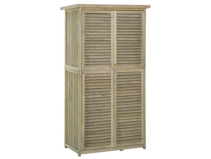 ComfortXL Geräteschuppen Lamellentür Grau, Holz, 46.5x160x87 cm, Gartenzubehör, Geräteschuppen