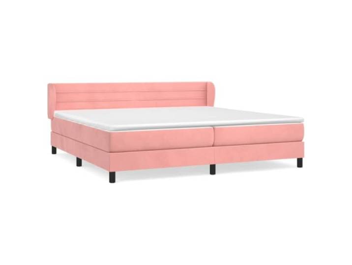 PUGYNBK Boxspringbett, Samt, Rosa, 200 x 200 cm Verstellbares Kopfteil, Taschenfederkernmatratze, mittlere Härte, Lederschutz