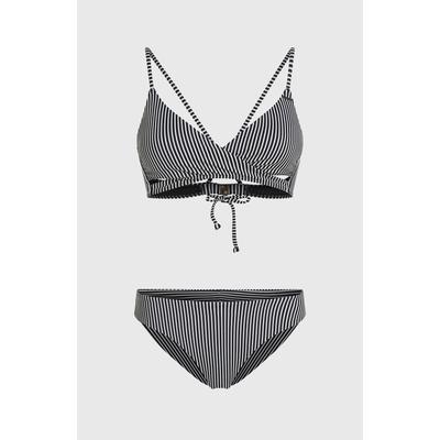 Triangel-Bikini O'NEILL "ESSENTIALS BAAY MAOI BIKINI SET", Damen, Gr. 36, N-Gr, schwarz-weiß (schwarz micro), Obermaterial: 82% Polyamid, 18% Elasthan, Bikini-Sets Triangel-Bikini, mit herausnehmbaren Pads