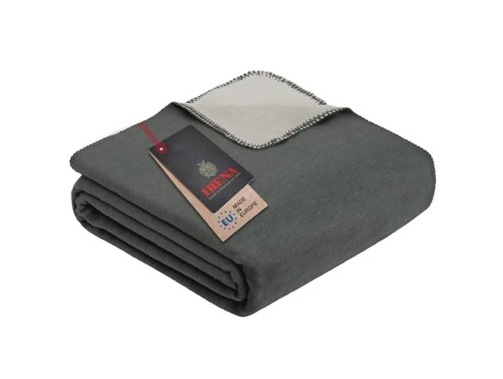 Ibena Dublin Kuscheldecke 220x240 cm – XXL Decke grau hellgrau, Kuscheldecke aus Baumwollmischung angenehm warm und kuschelig, hervorragende Qualität