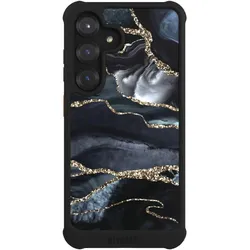Nivocase Hülle für Samsung Galaxy S25 Stossfeste Handyhülle NIVOmax Case Schwarz Glitzer Look Marmor Trends (Samsung Galaxy S25), Smartphone Hülle, Schwarz