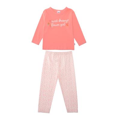 Schlafanzug LILIPUT "Blume", Mädchen, Gr. 98, weiß (weiß, apricot), 100% Baumwolle, bedruckt, Rundhals, Homewear-Sets Schlafanzug, mit niedlichen Prints
