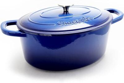 Crockpot 7 Quart Oblong Cast Iron Dutch Oven in Ocean