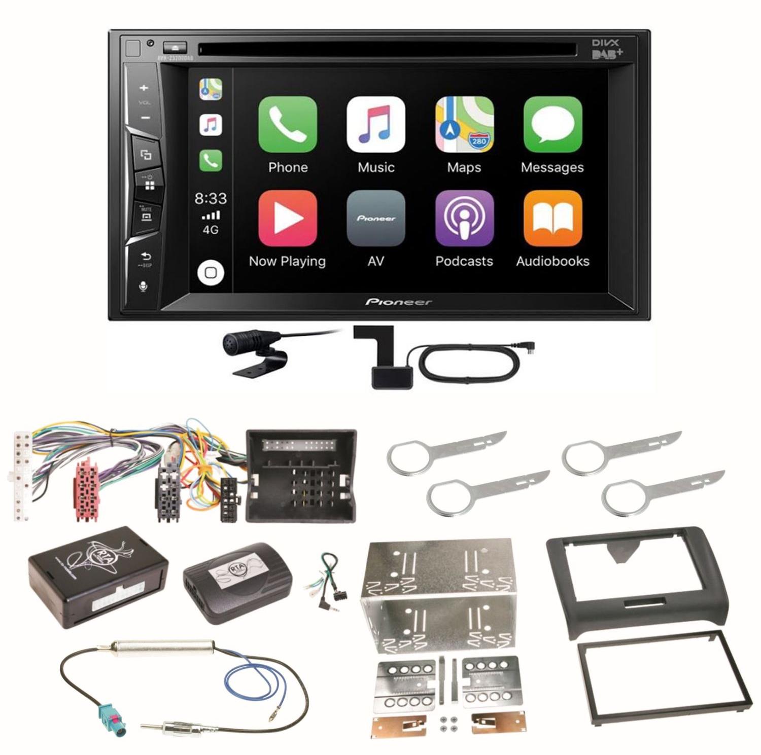 Pioneer AVH-Z3200DAB Carplay Bluetooth Digitalradio Einbauset für Audi TT 8J