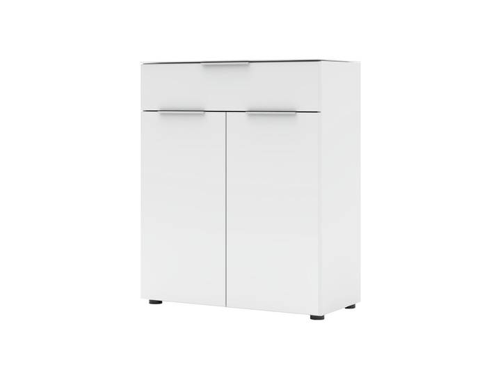 Kommode mit Schublade weiß Glasfront 80 cm - SANTORIN