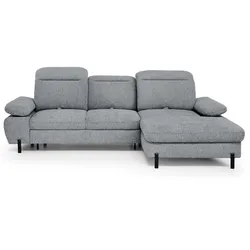 ECKSCHLAFSOFA Sora Mini mit verstellbaren Kopfstützen und Schlaffunktion, Chenille-Stoff, Grau, Rechts