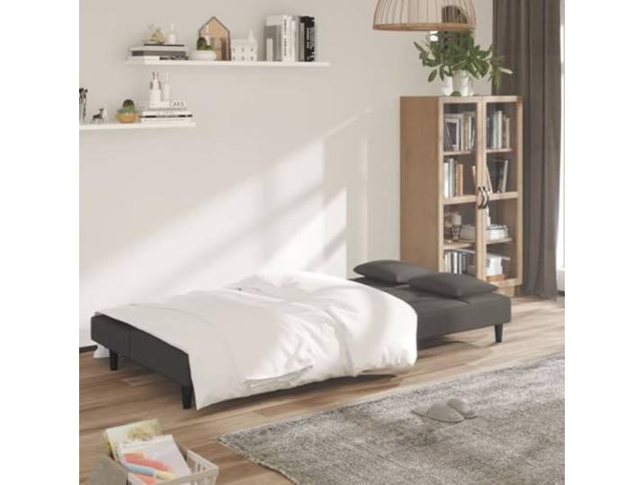 KTHLBRH Schlafsofa 2-Sitzer dunkelgrau Samt Gestell aus Holz, Schaumstoff, umwandelbar, 110 kg, für Wohnzimmer