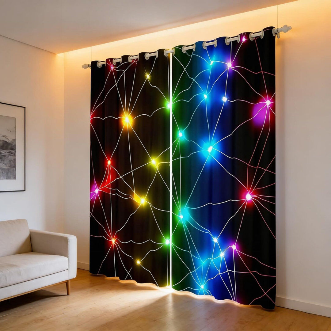 George Oliver Room Darkening Curtain Panel Pair Black 167.6cm W X 182.9cm H