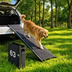 VEVOR Hunderampe, 160 x 43,2 cm, faltbare Hundeautorampe für mittelgroße & große Hunde bis 113 kg, Hundetreppe mit rutschfester Filzteppichoberfläche, tragbare Einstiegshilfe für SUV & LKW