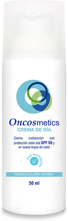 Creme facial oncológica SPF 50 Oncosmetics multiacción 50 ml: Creme de dia hidratante, regeneradora, antiedad, com proteção solar alta (SPF 50) e um suave toque de cor. Cuidado facial durante a quimioterapia