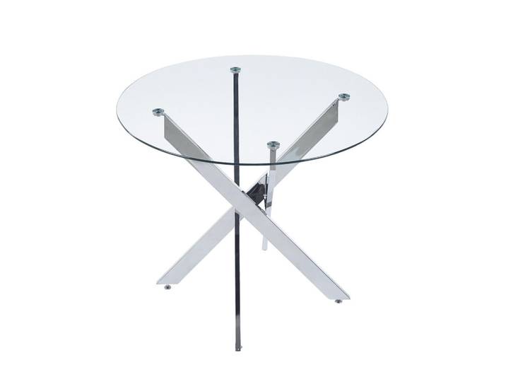 Evryae Esstisch Glastisch mit Metallgestell Platzsparendes Rundes Design Für Wohnzimmer Silber 80x80x75 cm, Silberfarben, Metall, Glas, 80x75x80 cm, Esszimmer, Esstische