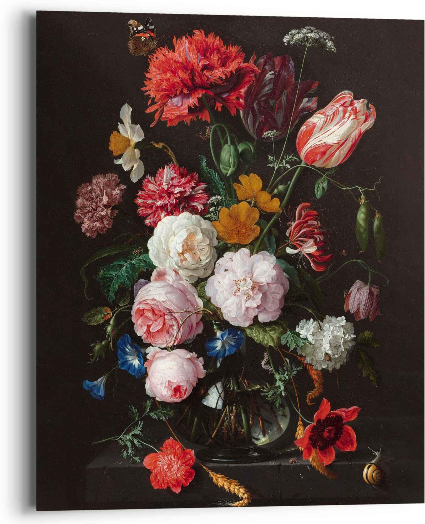 Reinders! Wandbild REINDERS "Wandbild Stillleben mit Blumvase Jan Davidsz de Heem", bunt (farbe bild(er): mehrfarbig), B:40cm H:50cm, MDF, Bilder, Wandbild farbe bild(er): mehrfarbig B/H/T: 40cm x 50cm, Vasen, 1 Stk.