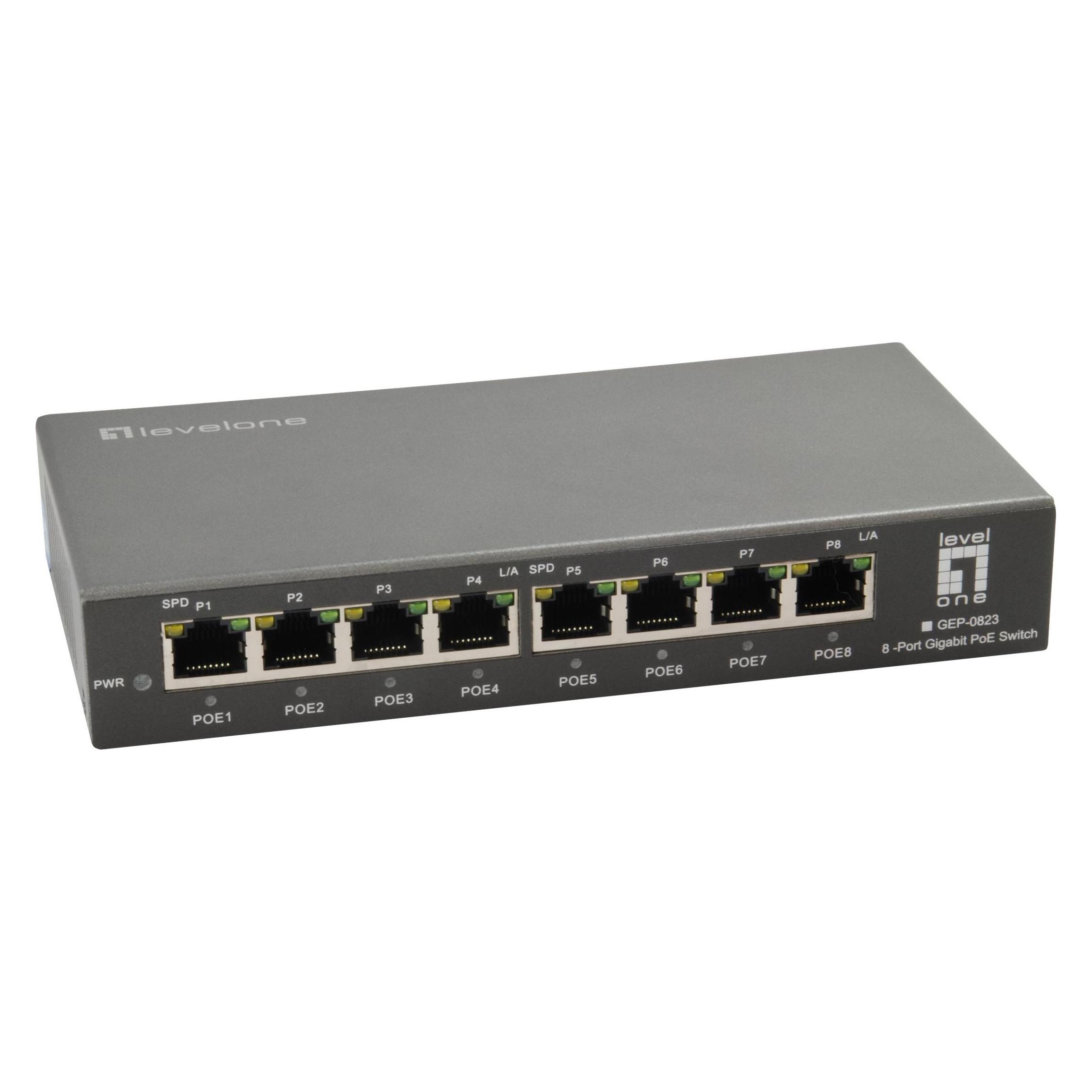 LevelOne Switch 8x GE GEP-0823 8xPoE+ (8 Ports) (GEP-0823)