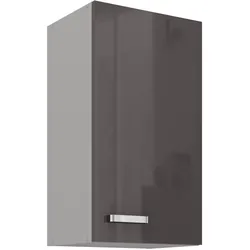 Küchen Hängeschrank 40 Hochglanz Grau Küchenzeile Küchenblock Küche Grey Bianca