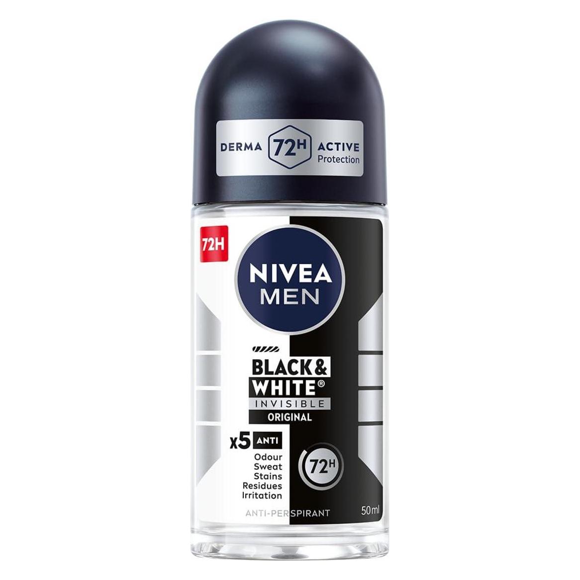 NIVEA Men Invisibleack&White Antiperspirant W Bullet 48H (Roll-on, 50 ml) (0182245)