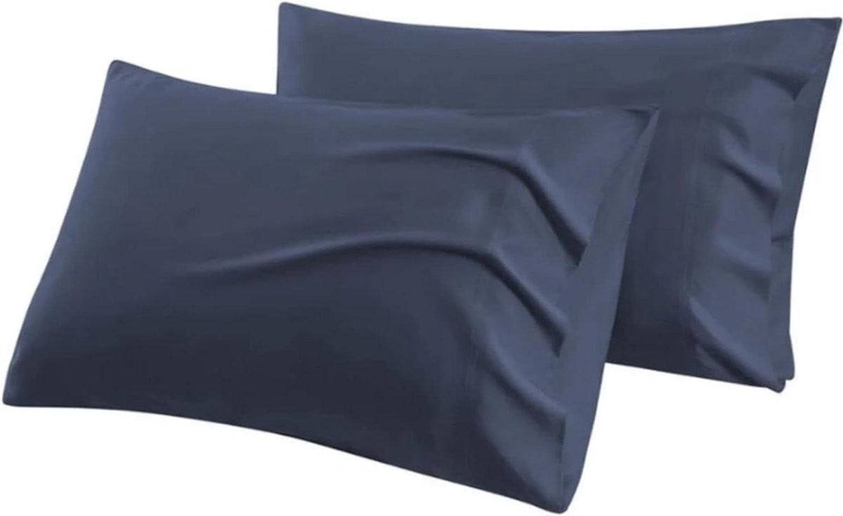 Set van klassieke bamboe kussenslopen in marineblauw - 100% bamboe satijn