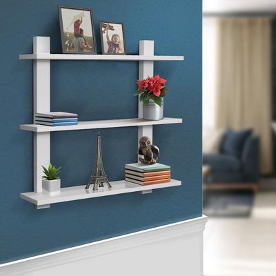 "Sorbus Floating Shelf Asymmetric Wood Floating Shelf (3 Tier) - 23.62"" L x 6"" W x 23.62"" H"