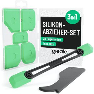 Greate Fugenglätter 3 in 1, Set 7-teilig, für Dichtstoffe, Sanitär- & Bodenfugen, mit Stiel
