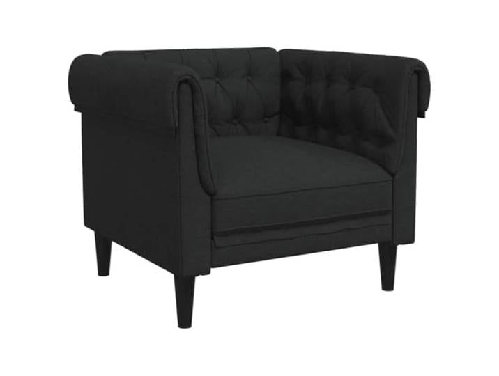 GHVBNMF Chesterfield Sessel Stoff Polstersessel Schwarz 78,5x74,5cm Klassisches Chesterfield-Design mit Stoffbezug und Holzbeinen, ideal für das Wohnzimmer oder Schlafzimmer bis 110 kg.