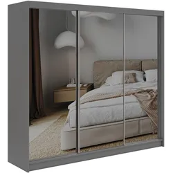 SCHWEBETÜRENSCHRANK 240 - DUBROWNIK - Grau mit Spiegel
