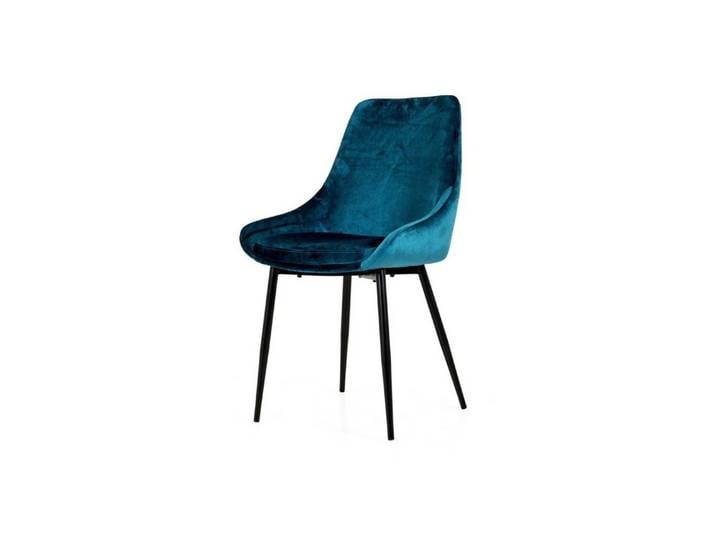 KAWOLA Esszimmerstuhl LEILA, Stuhl Velour midnight blue