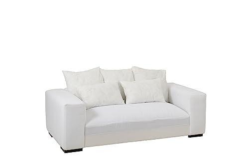 J-Line Monaco Sofa met onderstel, zetel en 5 kussens in wit textiel