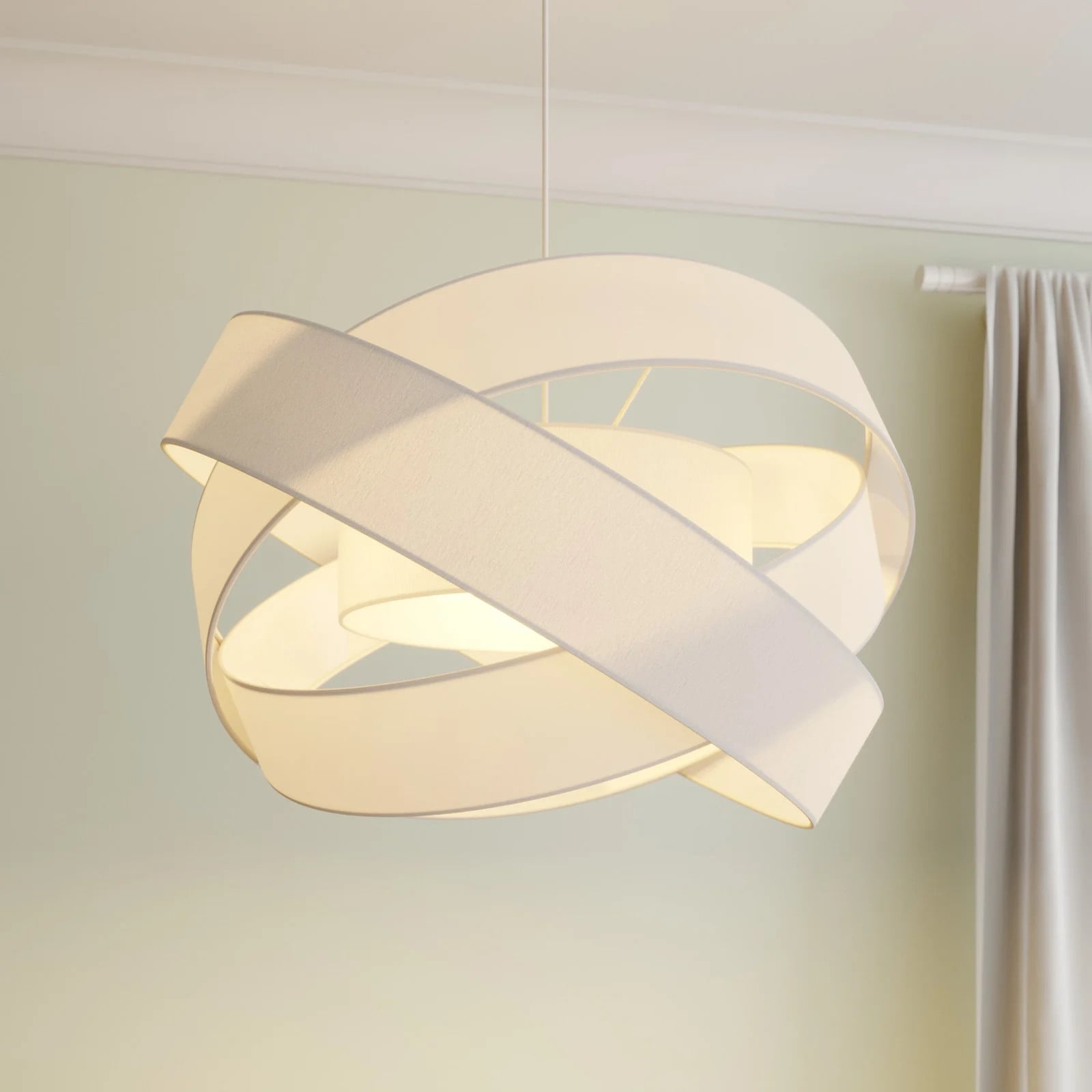 Lindby Simaria Hanglamp - Wit - Textiel - Modern - Dimbaar