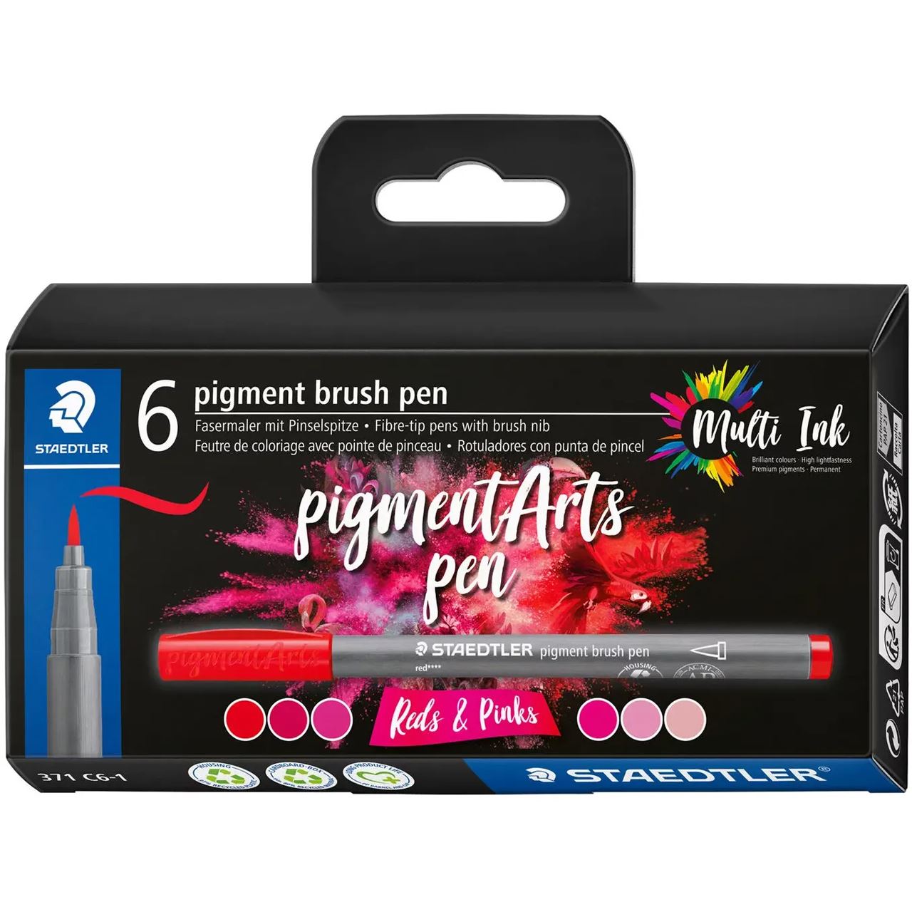 STAEDTLER MultiInk Pigment Arts brush pen 6er-Set reds&pinks retail
