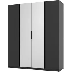 KLEIDERSCHRANK Nehir Schwarz 200 cm - 4T Modern mit 2 Spiegeln mittig