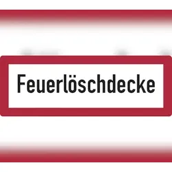 Feuerwehrschild, Feuerlöschdecke - DIN 4066 - 297x105 mm Folie selbstklebend