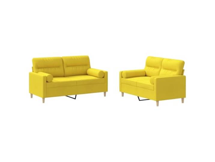 GHVBNMF 2-TLG. Sofagarnitur mit Kissen Hellgelb Stoff Zweisitzer Couch Gemütliches Sofa Set fürs Wohnzimmer mit dick gepolsterten Kissen und stabilem Metallgestell für entspannte Stunden.