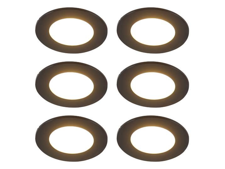 Lot de 6 spots encastrés modernes noirs avec LED intégrée à