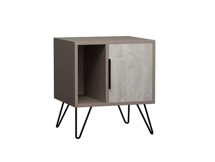 Livetastic Nachtschrank, Sonoma Eiche, Mokka, Metall, 50x60x42 cm, Schlafzimmer, Nachttische