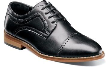 Stacy Adams Dickinson - Boys 2 Youth Black Oxford Shoes Medium