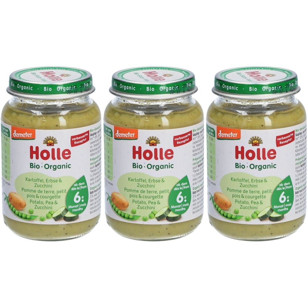 Holle Kartoffel, Erbse und Zucchini x3 3x190 g Set
