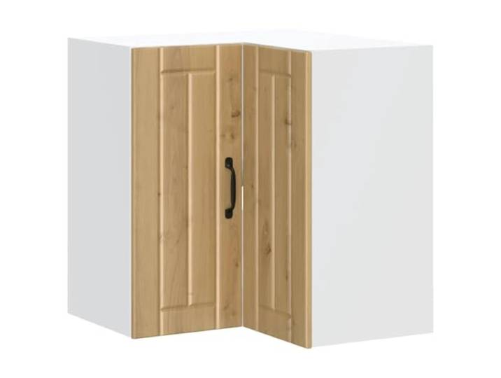 fsahslih Küchen Eckhängeschrank Lucca Artisan-Eiche 57x57x60cm Platzsparender Eck-Wandschrank für Küche und Speisekammer mit robuster Holzoberfläche und 70 kg Belastbarkeit.