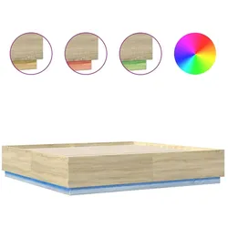 vidaXL Bettgestell mit LED Sonoma-Eiche 200x200 cm Holzwerkstoff