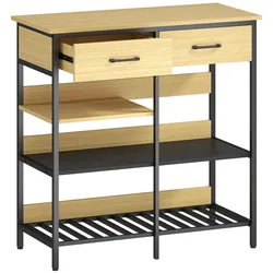 KOMMODE mit 2 Schubladen 3 offenen Regalen Naturholz