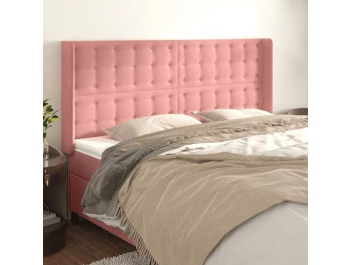 RJPLMFV Kopfteil mit Ohren, Rosa, Samt, 163 cm Höhenverstellbar, gepolsterte Rückenlehne, stabile Holzfüße, einfach zu montieren