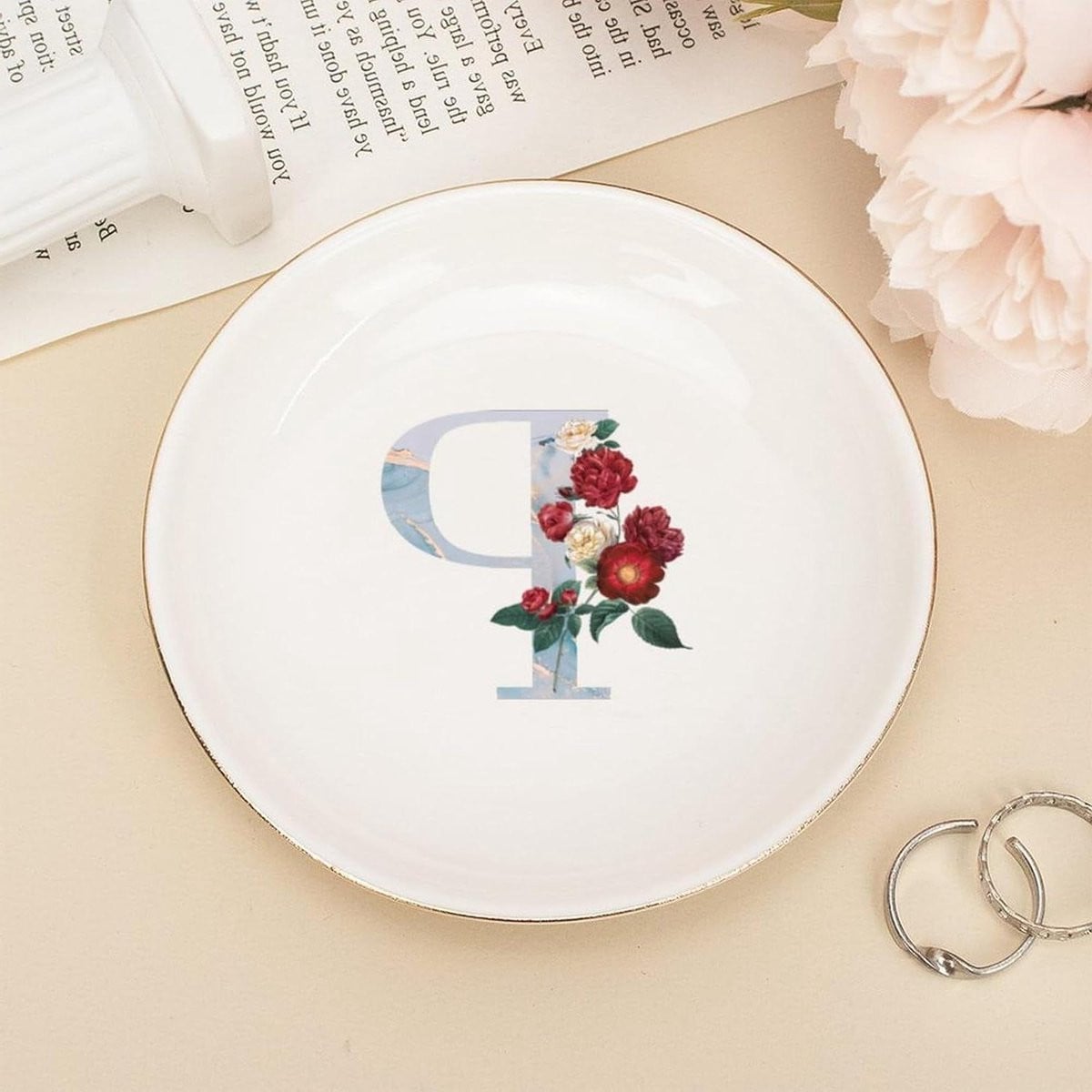 Wit Keramisch Sieraden Dienblad - Decoratieve Ringen Schotel - Diameter: 10 cm